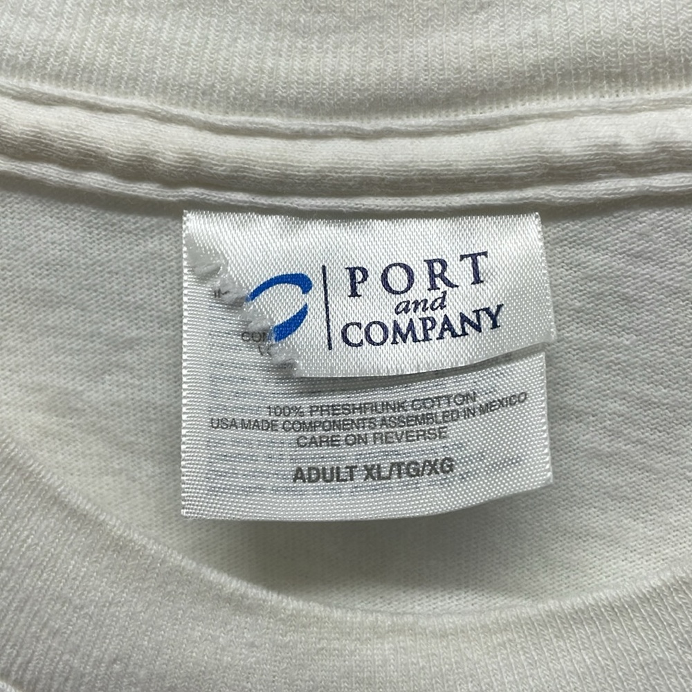 Port & Company White And Blue Butterfly Floral Graphc Short Sleeve Shirt - Picture 4 of 5